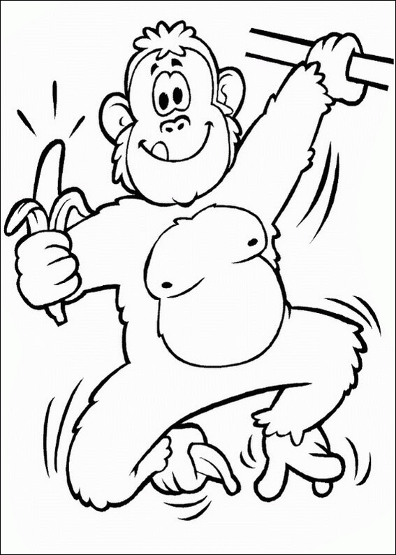 dibujo mono gracioso sosteniendo platano para colorear