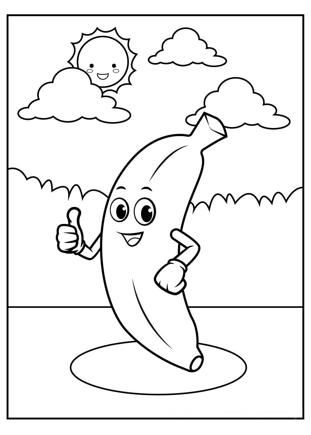 dibujo platano divertido como tu para colorear
