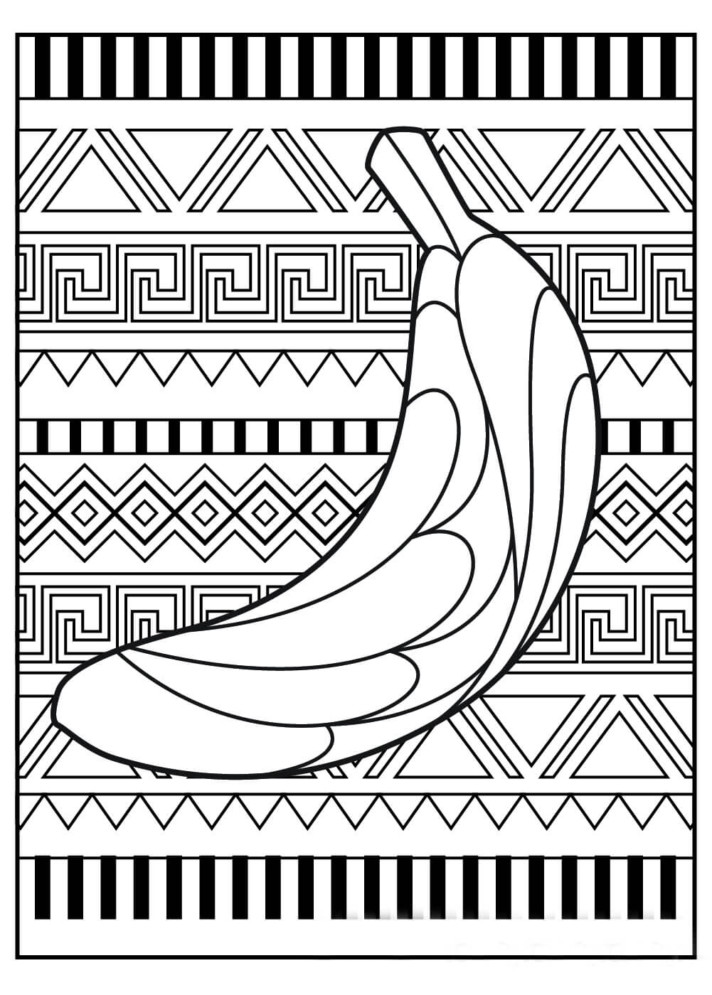 dibujo platano mandala para colorear