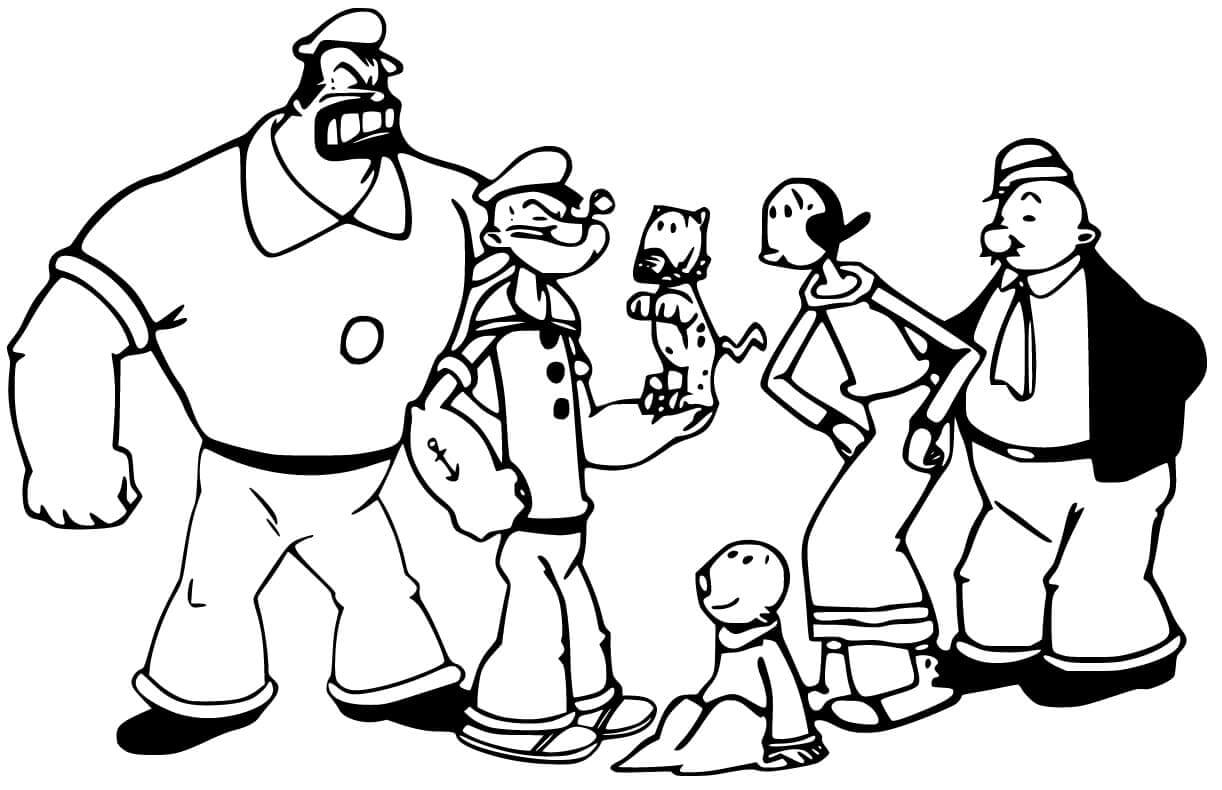 Dibujo De Personajes De Popeye Para Colorear Y Imprimir