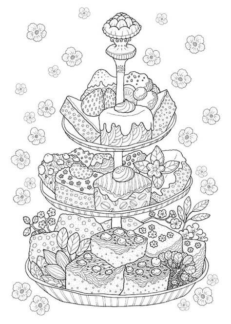 dibujo adulto para postre para colorear