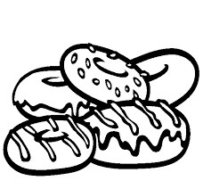dibujo cinco donas de postre para colorear