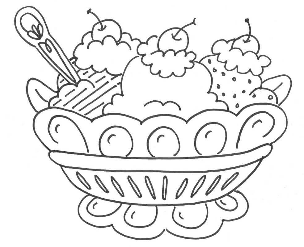 dibujo cuenco de postre para colorear