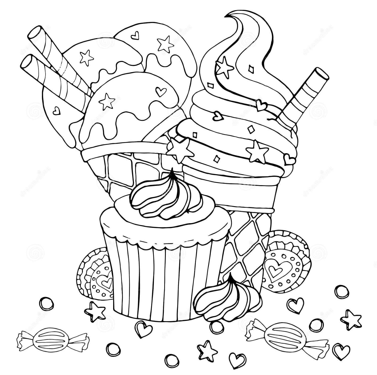 dibujo dulces de postre para colorear