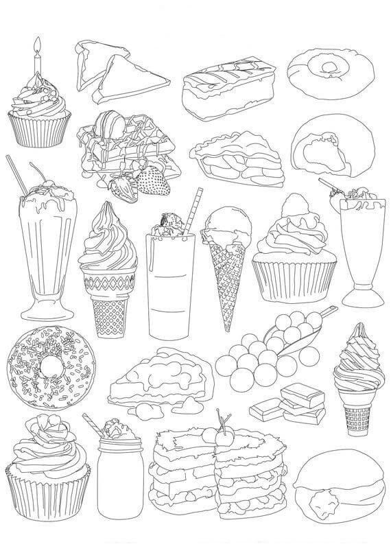 dibujo postre basico para colorear
