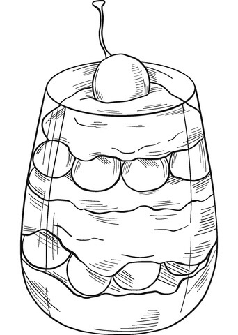dibujo postre de cereza para colorear