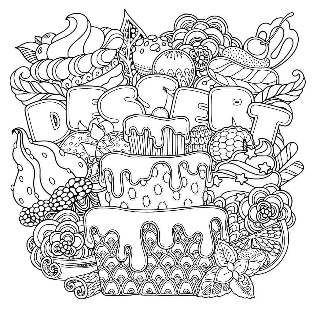 dibujo postre de mesa para colorear