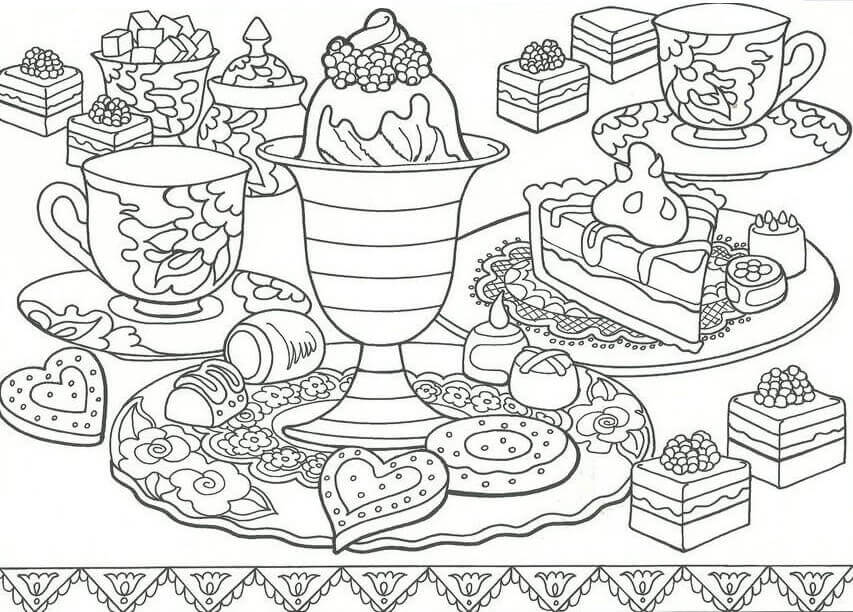 dibujo postre de pastel para colorear