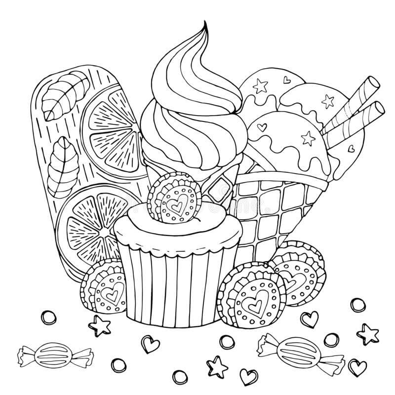 dibujo postre normal para colorear
