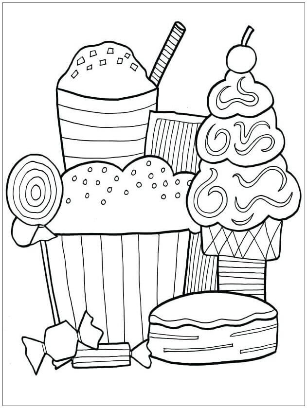 dibujo postre pdf para colorear
