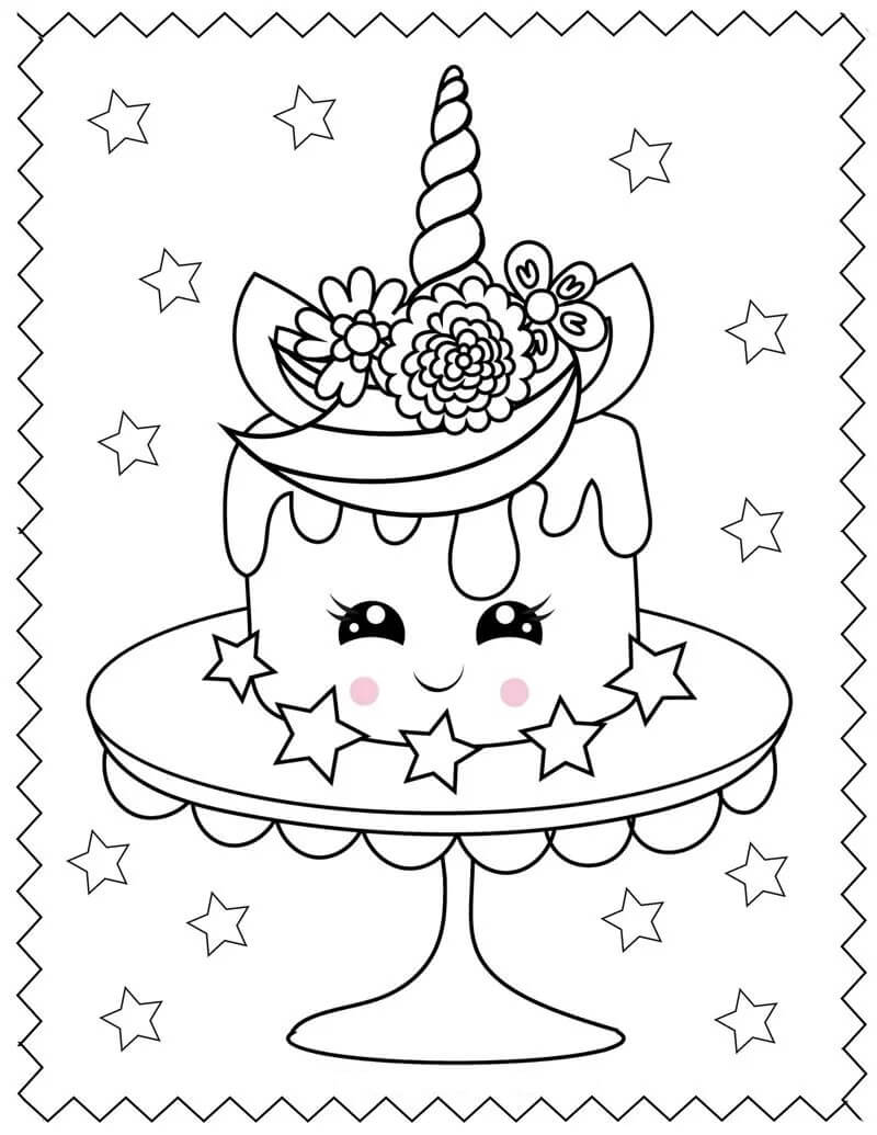 dibujo unicornio super dulce de postre para colorear