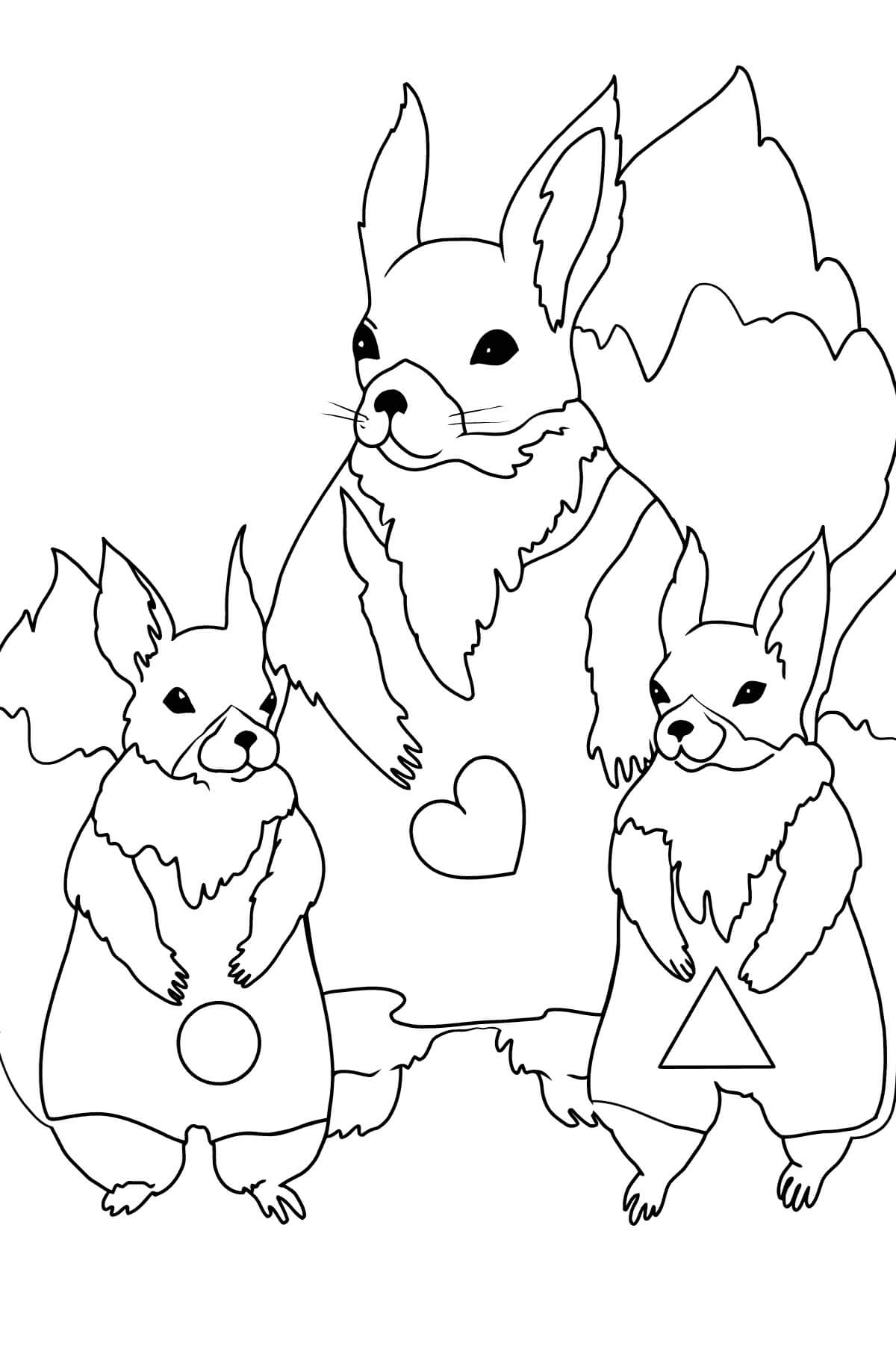 dibujos conejo familiar de dibujos animados en primavera para colorear