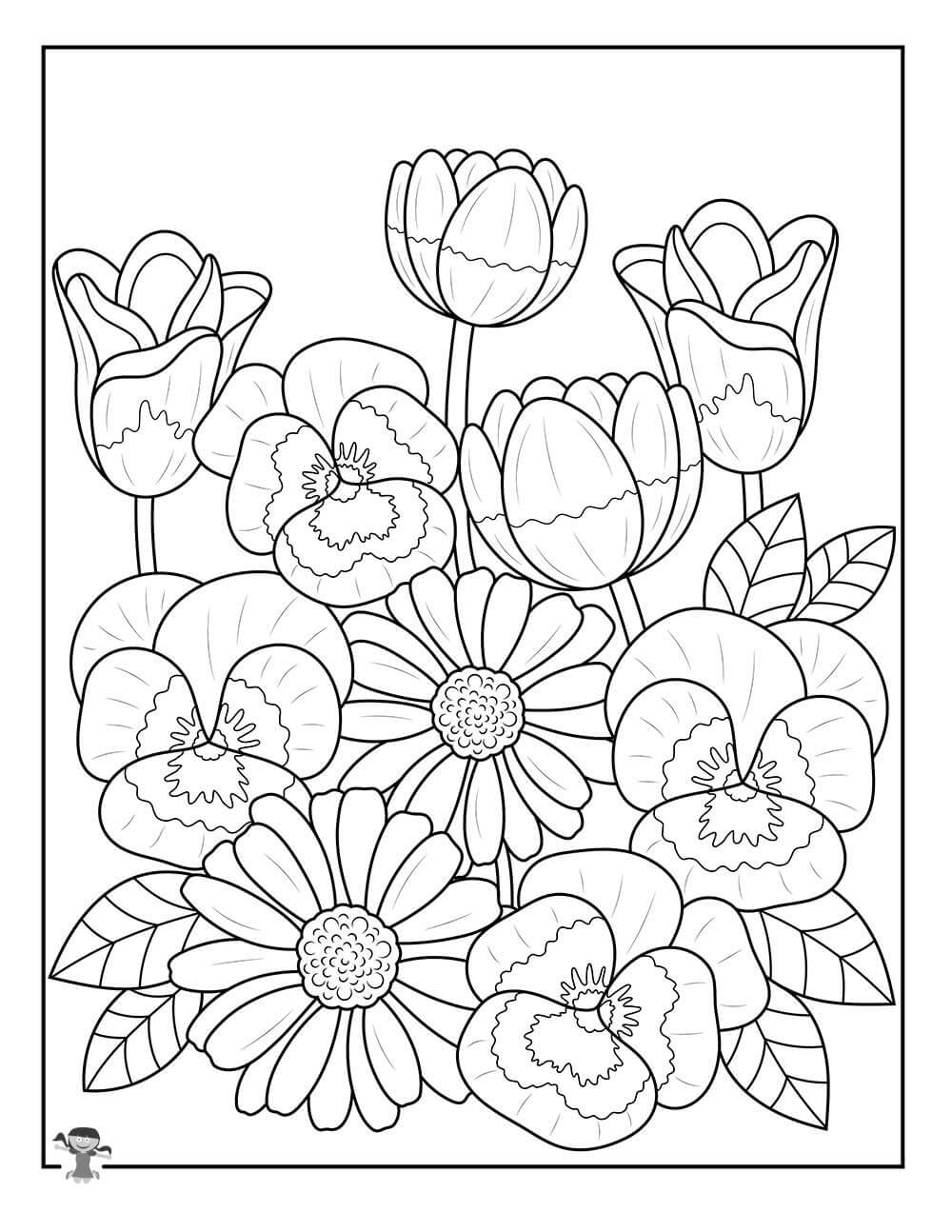 dibujos flores para la primavera para colorear