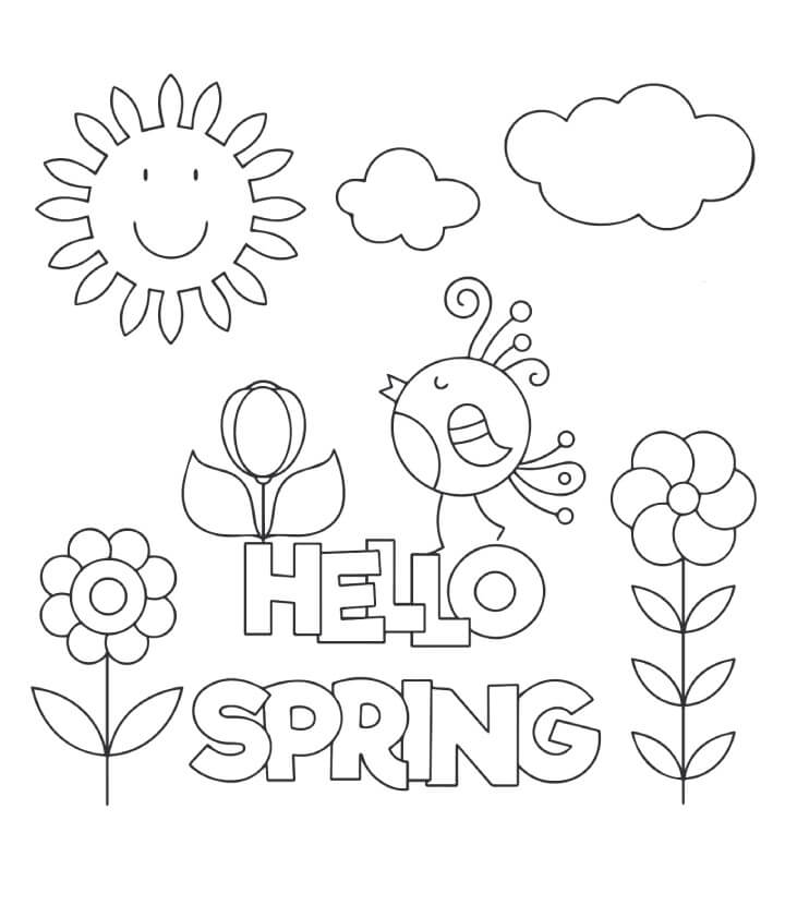 dibujos hola primavera para colorear