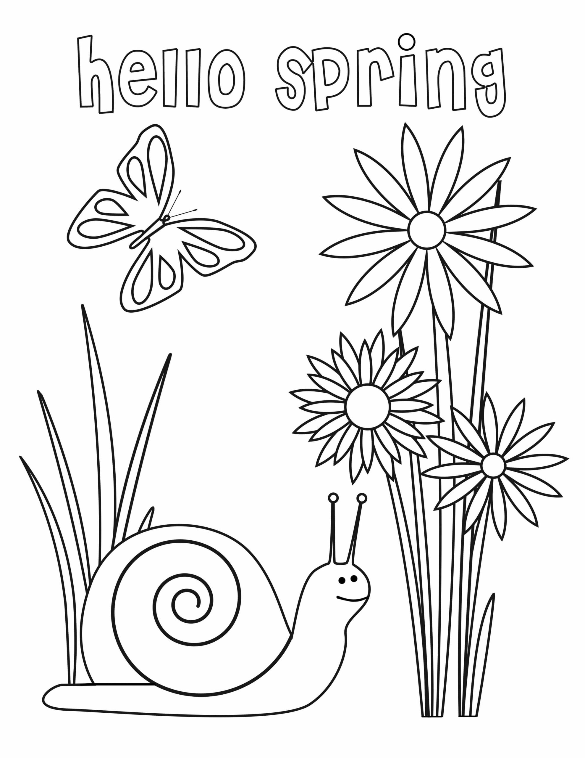 dibujos impresionante hola primavera para colorear