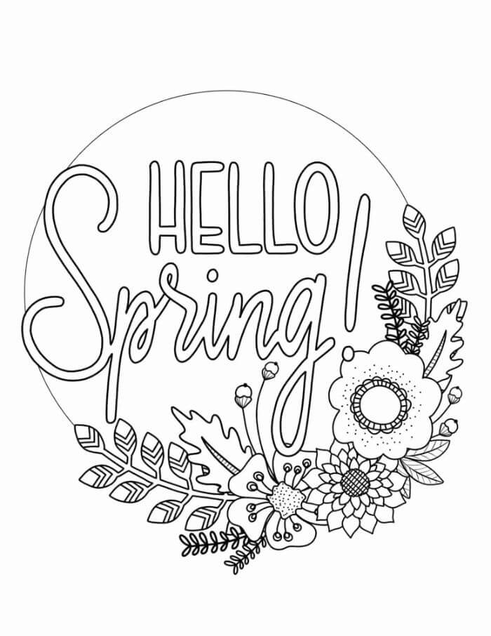 dibujos normal hola primavera para colorear