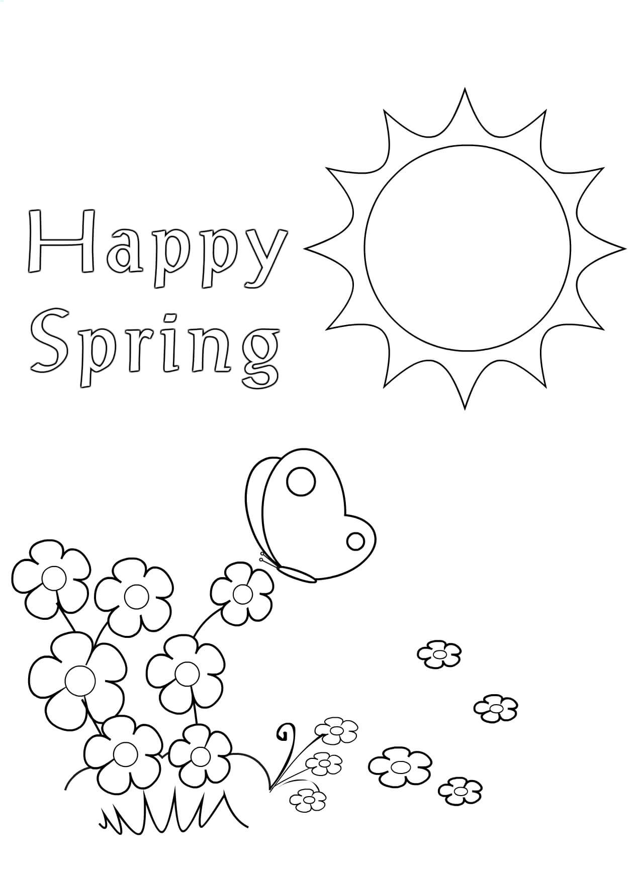 dibujos primavera feliz para colorear