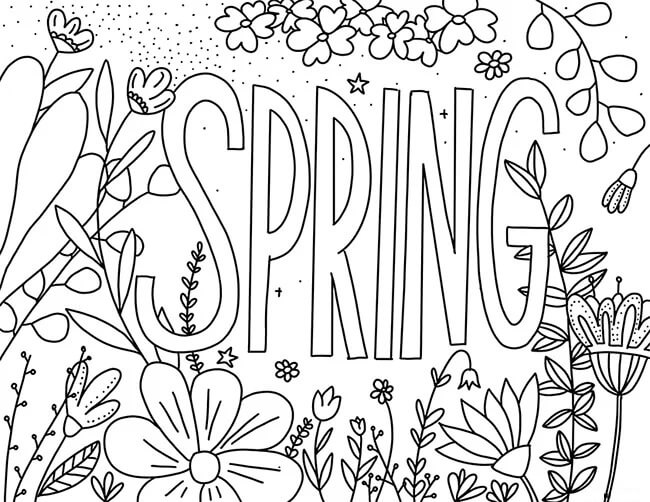 dibujos primavera sencilla para colorear