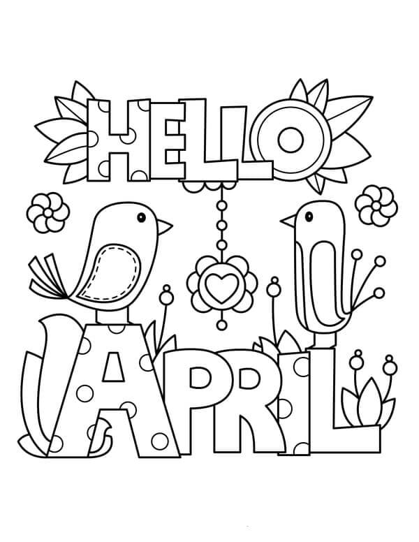 dibujos simple hola primavera para colorear