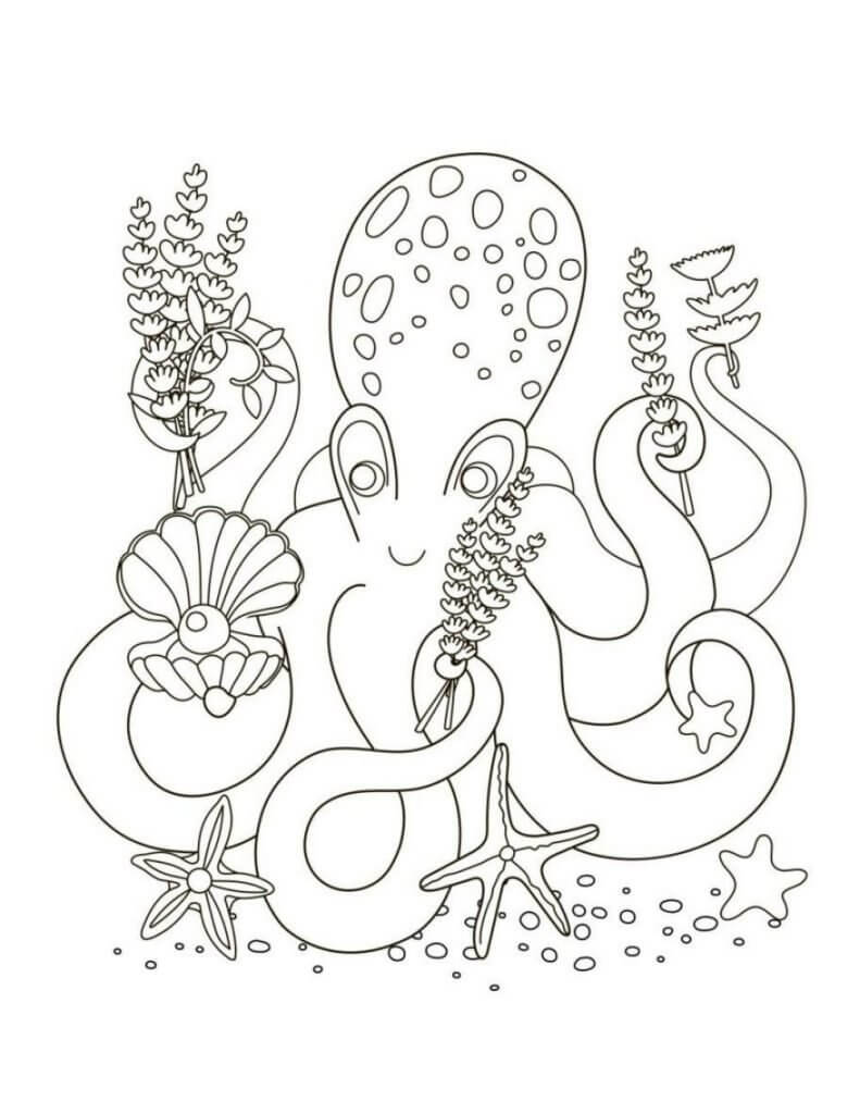 dibujo adorable pulpo colorear