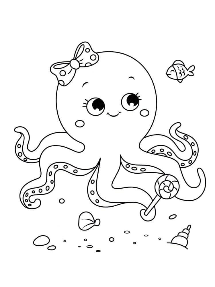 dibujo lindo pulpo colorear