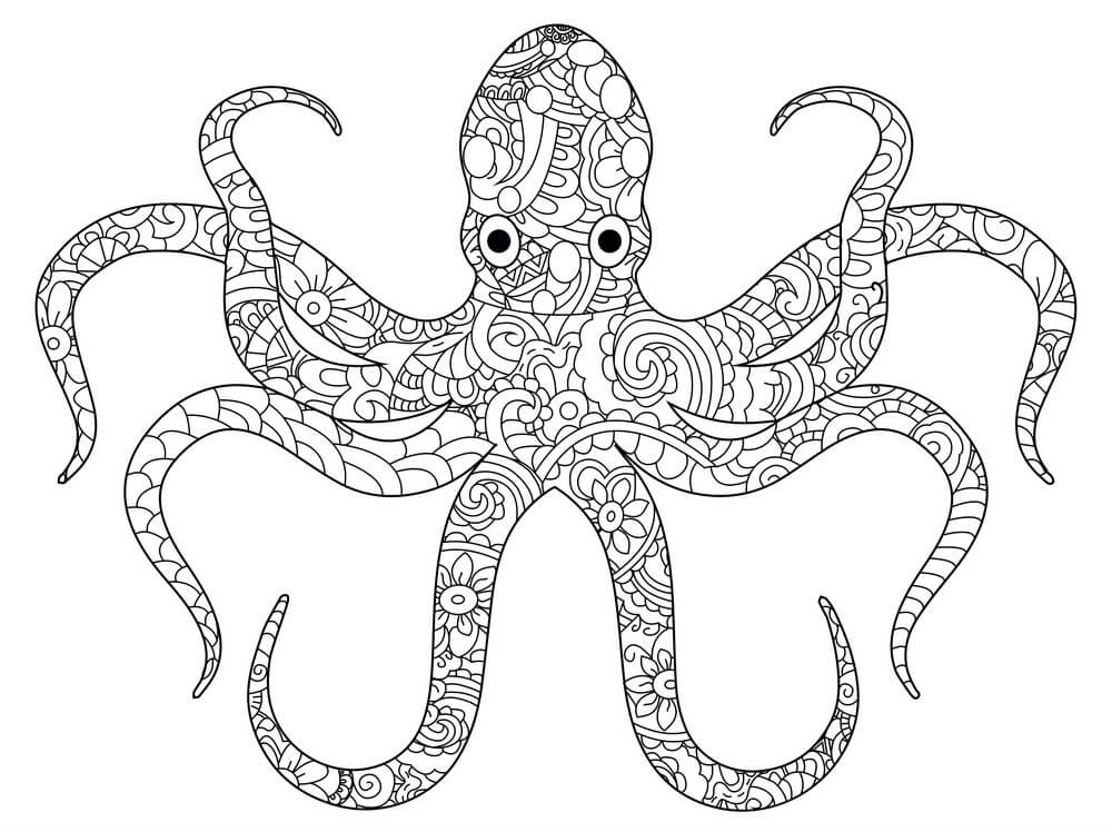 dibujo mandala pulpo colorear
