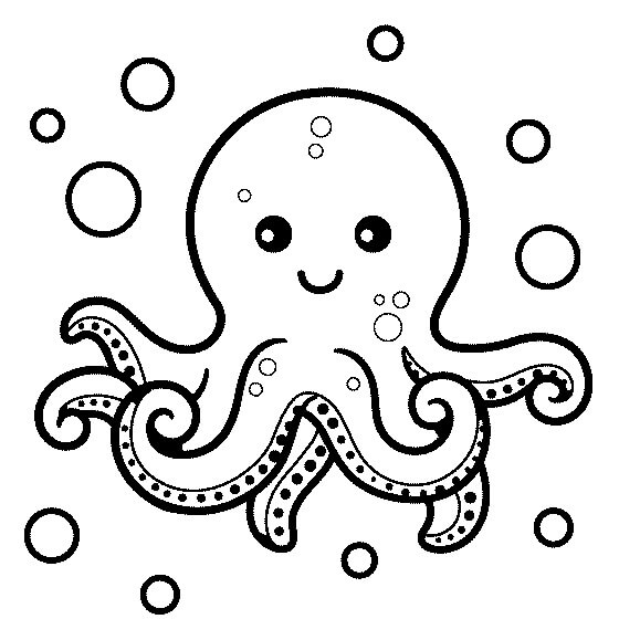 dibujo pulpo bebe sonriendo colorear