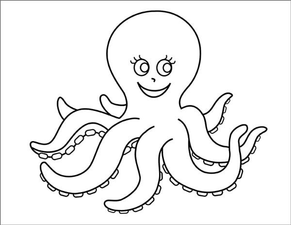 dibujo pulpo divertido colorear