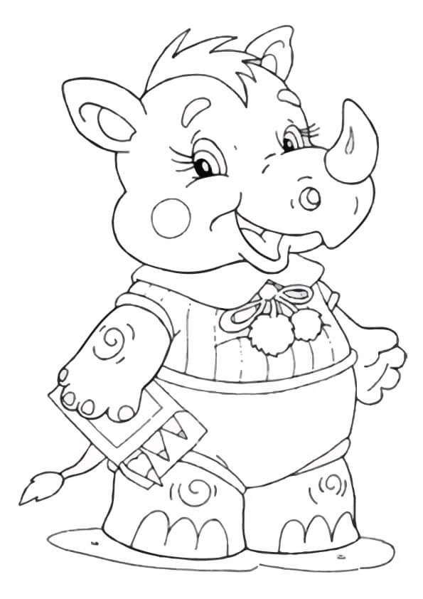 dibujo bebe rinoceronte para colorear
