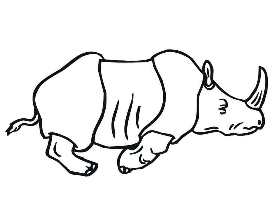 dibujo corriendo indio rinoceronte para colorear
