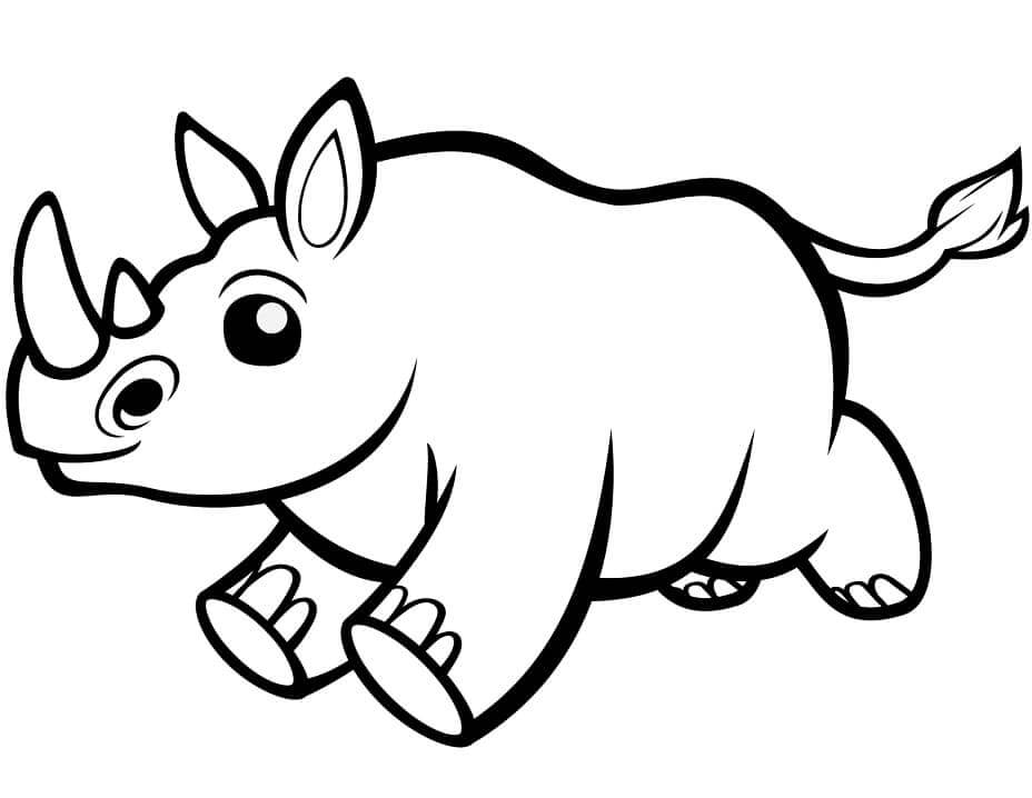 dibujo lindo bebe rinoceronte para colorear