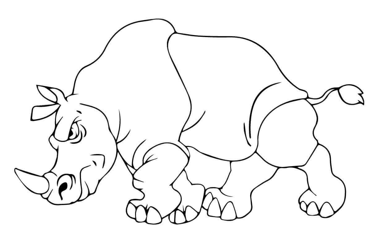 dibujo rinoceronte feliz para colorear