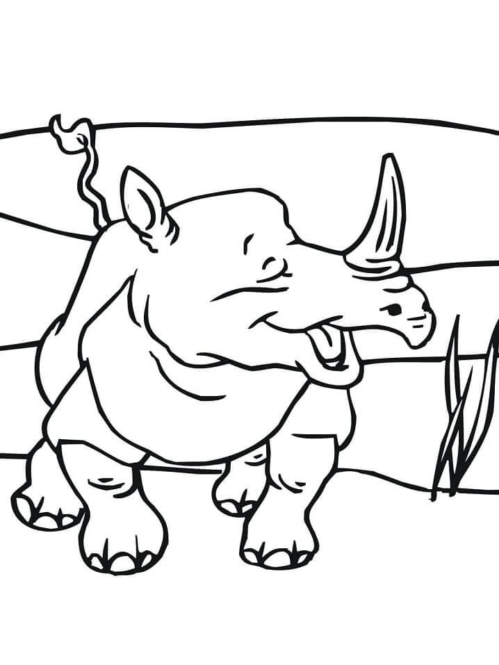 dibujo rinoceronte indio pastando para colorear