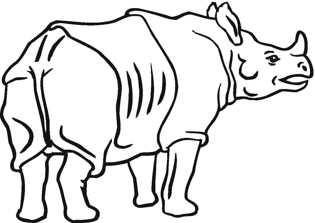 dibujo trasero de rinoceronte para colorear