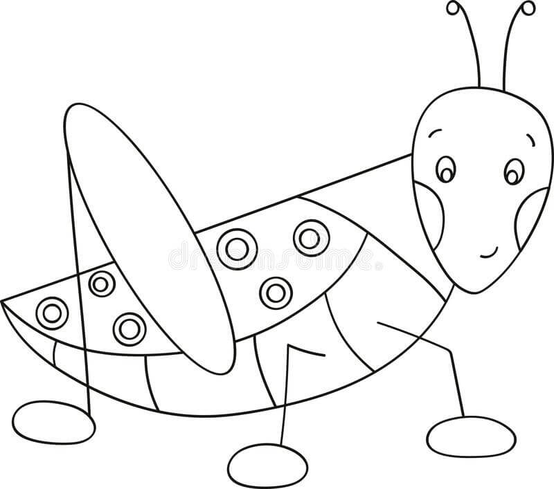 dibujo saltamontes de dibujos animados para colorear