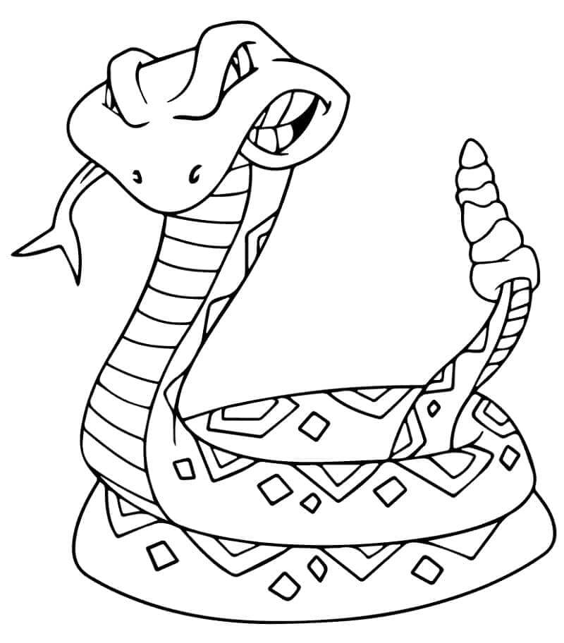 dibujo cobra de dibujos animados para colorear