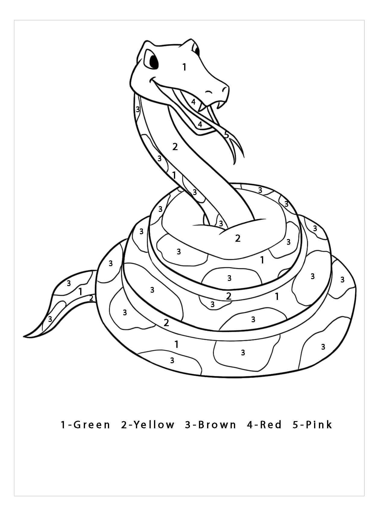 dibujo color de serpiente por numero para colorear