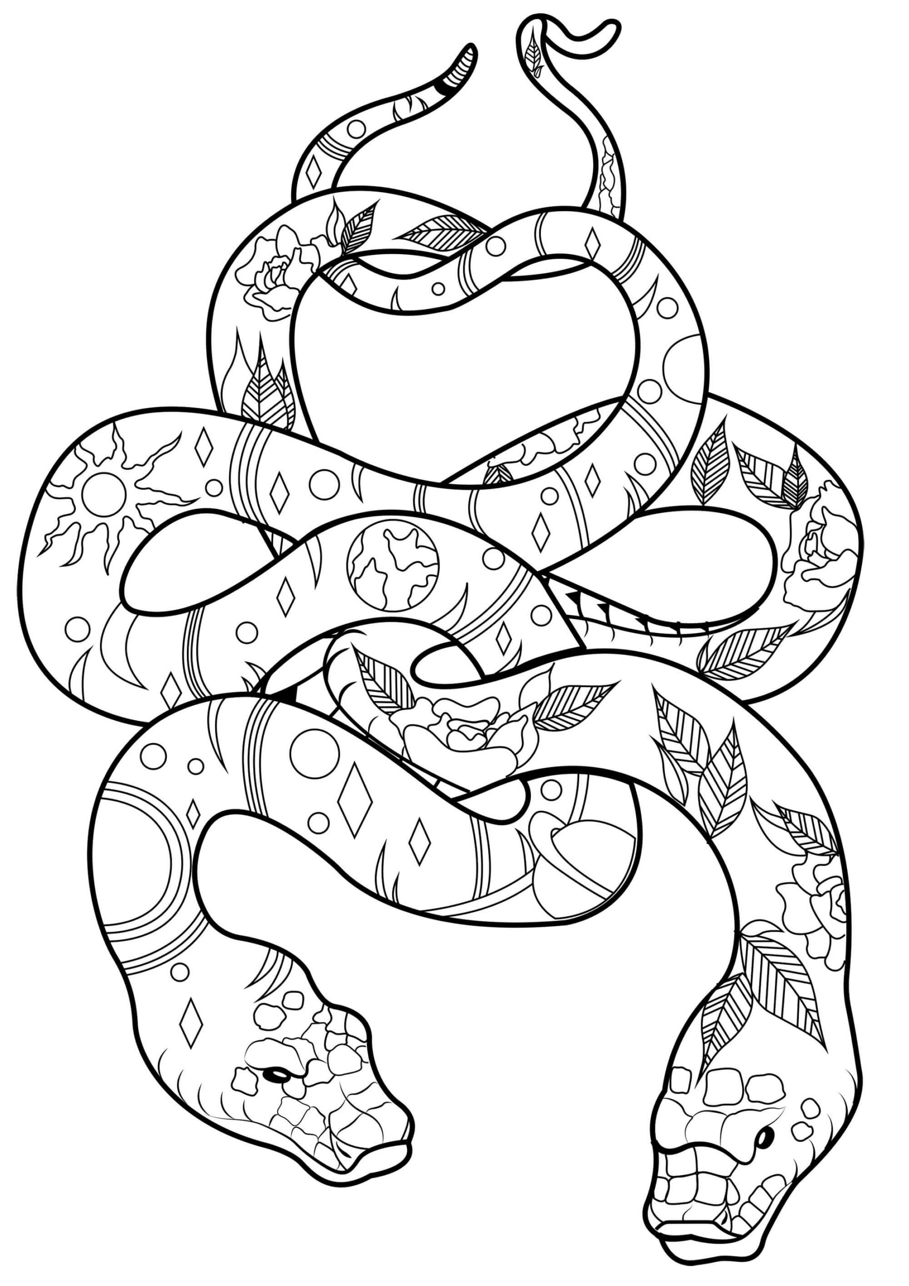 dibujo dos serpientes scaled para colorear