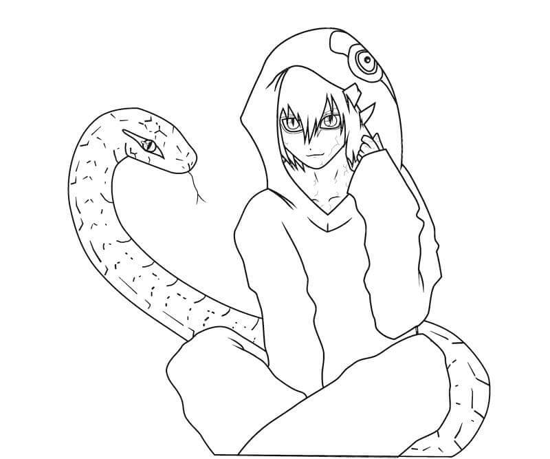 dibujo kabuto y su serpiente para colorear
