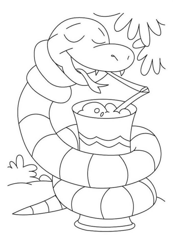 dibujo las serpientes beben agua para colorear