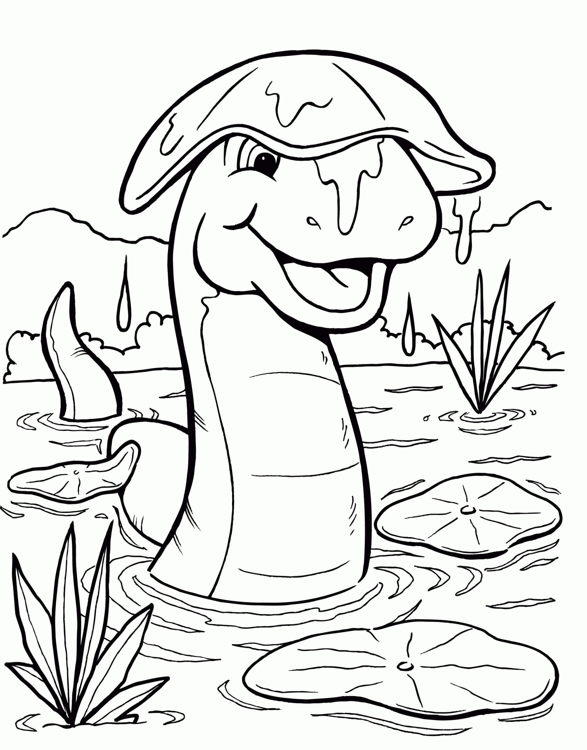 dibujo lily pad y serpiente para colorear