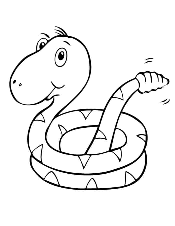 dibujo linda serpiente de cascabel para colorear