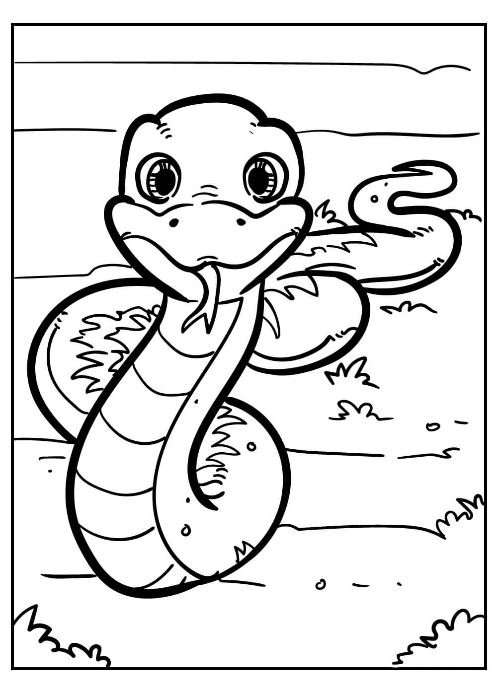 dibujo serpiente caminando para colorear