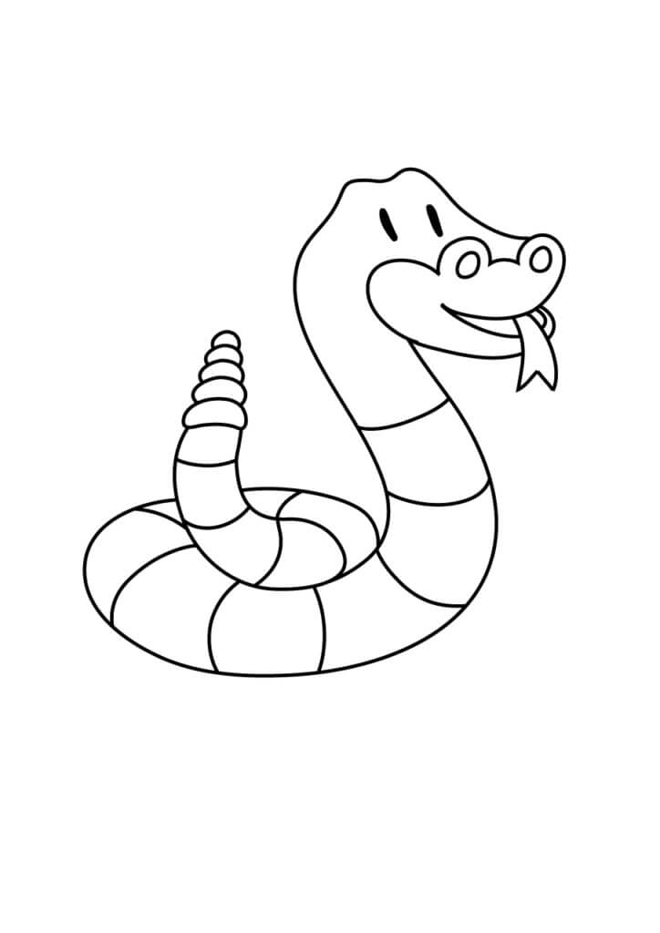 dibujo serpiente de cascabel divertida para colorear