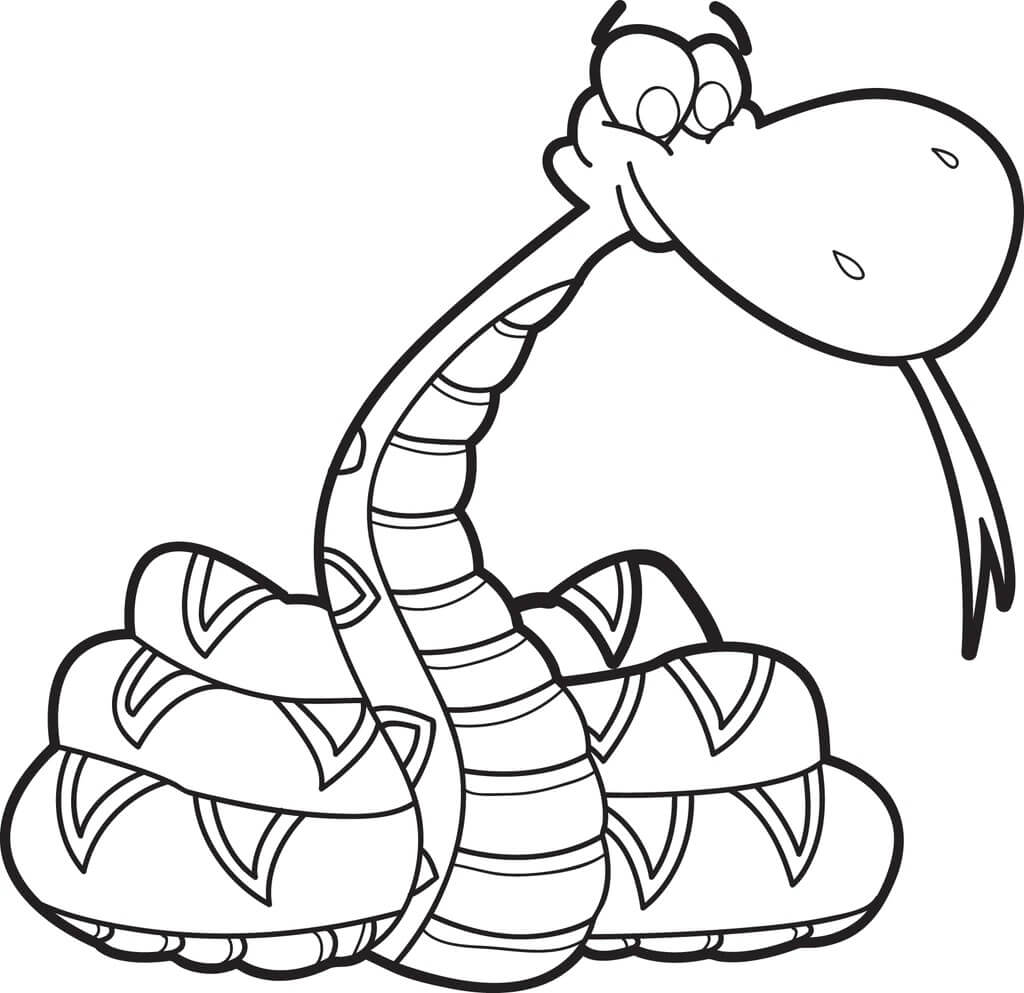 dibujo serpiente de divertidos dibujos animados para colorear