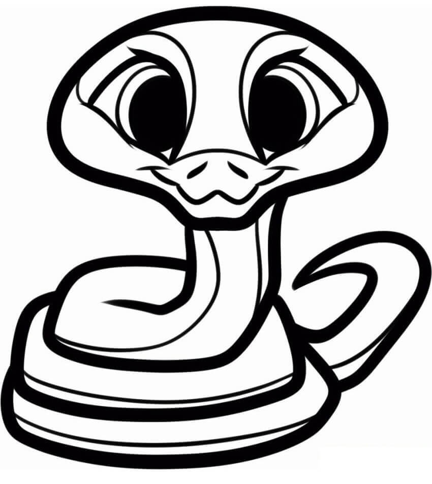dibujo serpiente kawaii para colorear