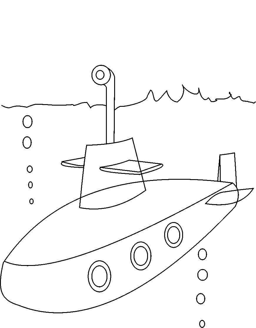 dibujo submarino amarillo para imprimir y colorear