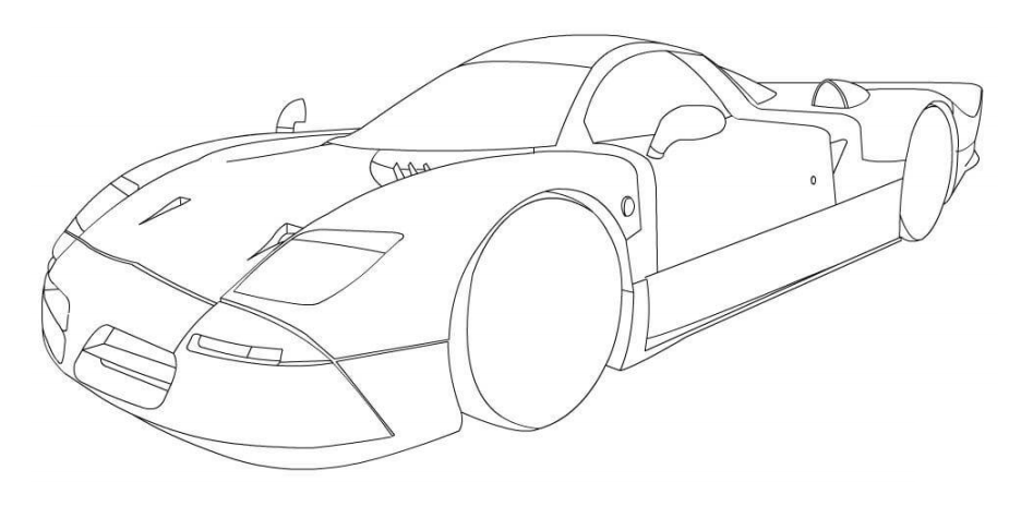 dibujo nissan r390 imprimir y colorear