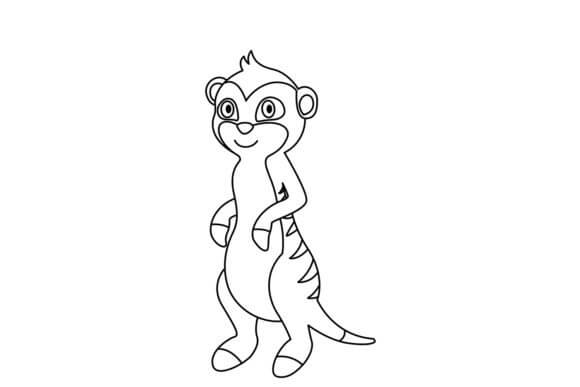 dibujo linda suricata sonriendo para colorear