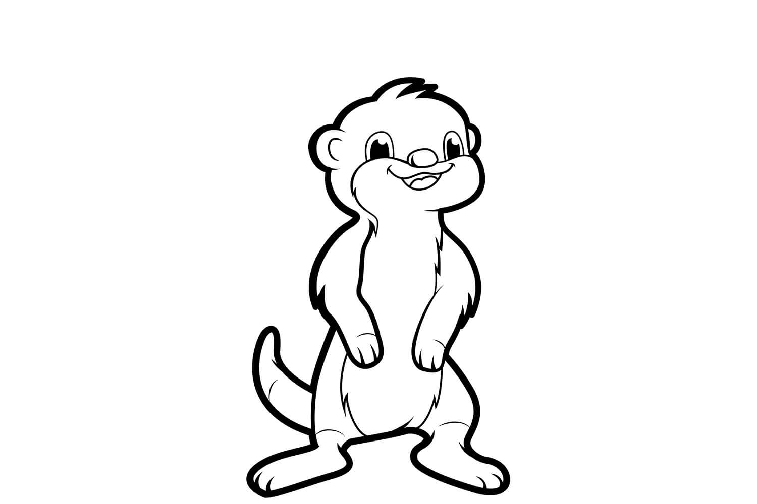 dibujo pequeno suricata divertido para colorear